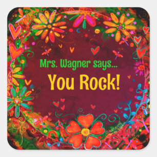 Sticker Carré Purple Dragonfly Heart Floral Professeur sur mesur