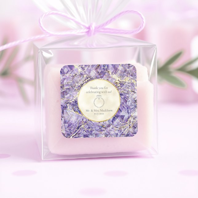 Sticker Carré Purple Euphoria Amethyst Gemstone Illusion Mariage (Créateur téléchargé)