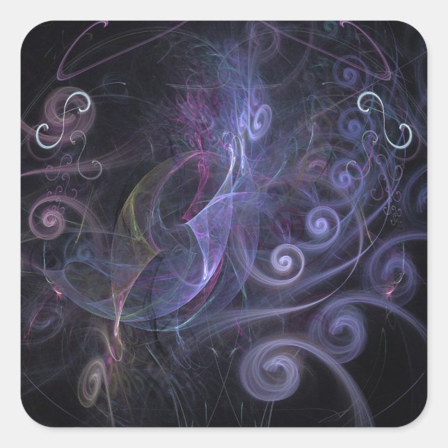 Sticker Carré Purple fractals swirls (Devant)