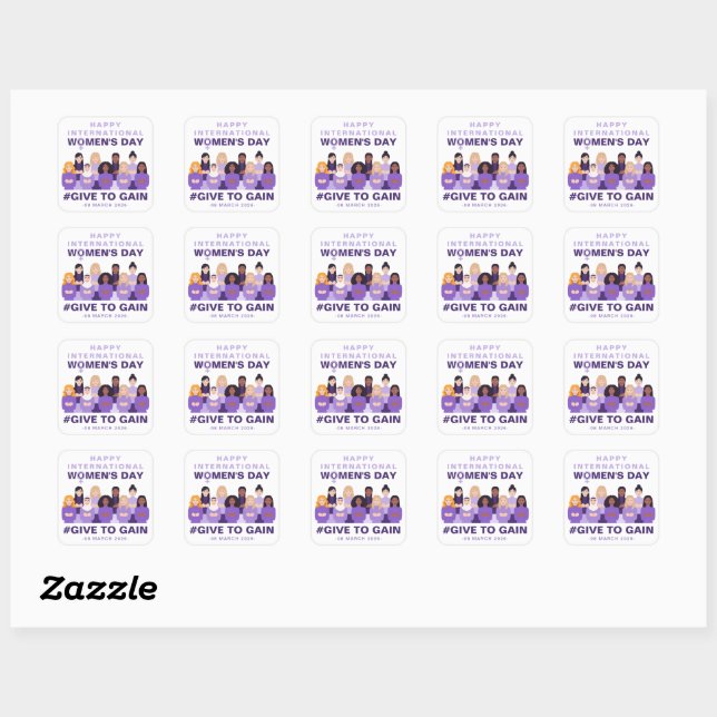 Sticker Carré Purple Give To Gain International Women's Day 2026 (Feuille)