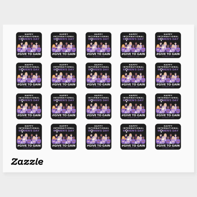 Sticker Carré Purple Give To Gain International Women's Day 2026 (Feuille)
