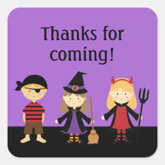 Sticker Carré Purple Halloween Enfants Merci Favoriser