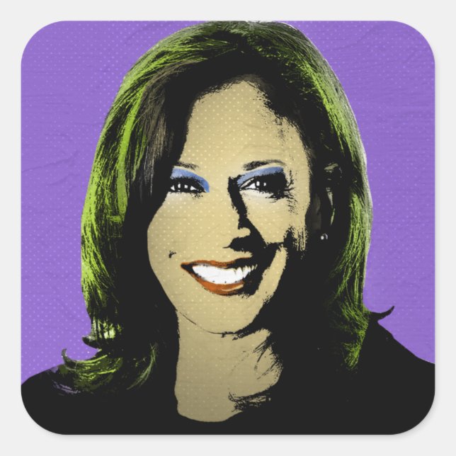 Sticker Carré Purple Kamala Harris Pop Art (Devant)
