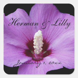 Sticker Carré Purple Lily Up Fermer Mariage personnalisé