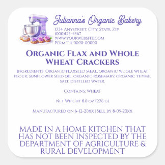 Sticker Carré Purple Mixer Bread Bakery Pastry Chef Food Product