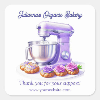 Sticker Carré Purple Mixer Bread Bakery Pastry Chef Thank You