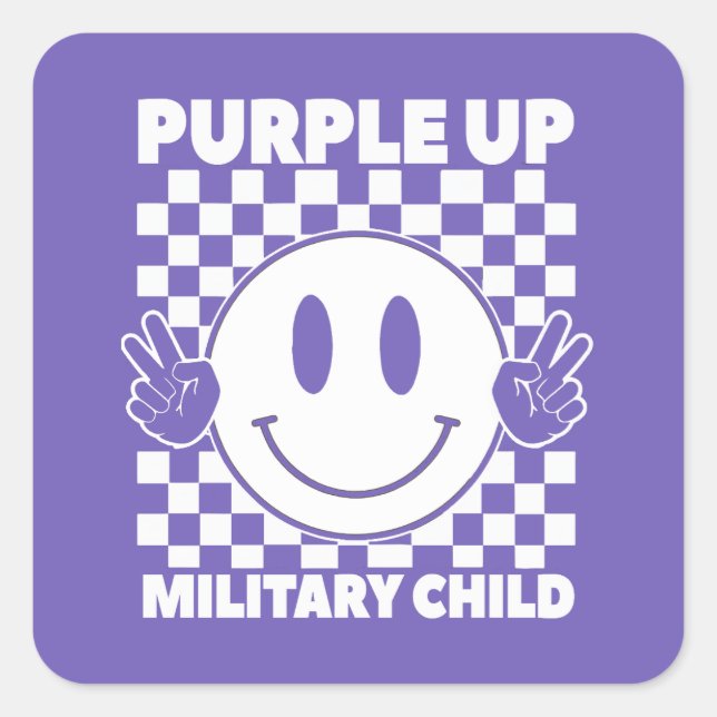 Sticker Carré Purple Up For Military Kids Military Child Mois (Devant)