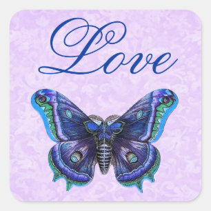 Sticker Carré Purple Vintage Butterfly Love Mariage