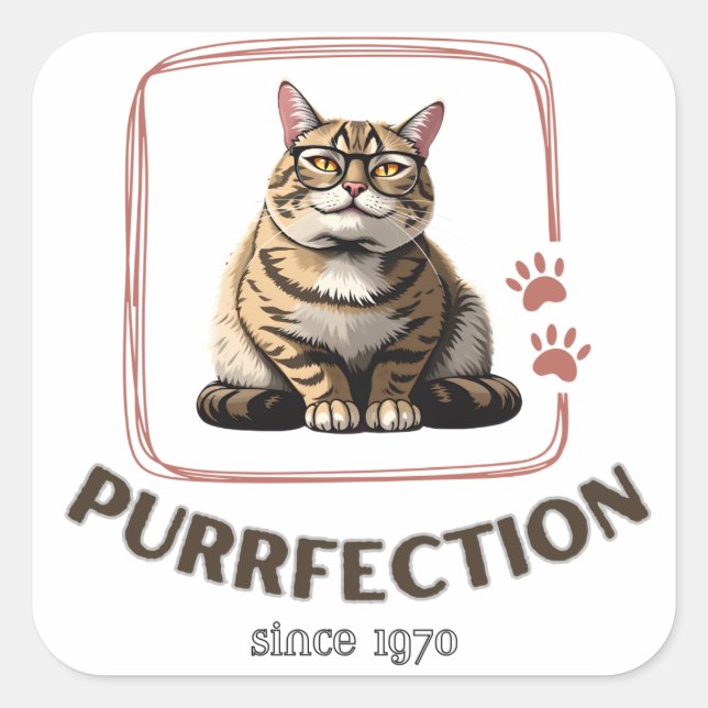 Sticker Carré Purrfection Since 1970 (Devant)
