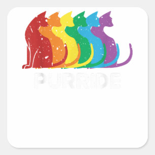 Sticker Carré Purride Cat Pride Ally LGBT Community Rainbow Prid