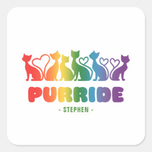 Sticker Carré Purride - Rainbow Cat Silhouette LGBTQ+ Pride Pun