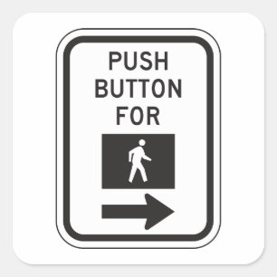 Sticker Carré Push Button For Crossing Sign