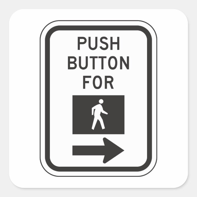 Sticker Carré Push Button For Crossing Sign (Devant)