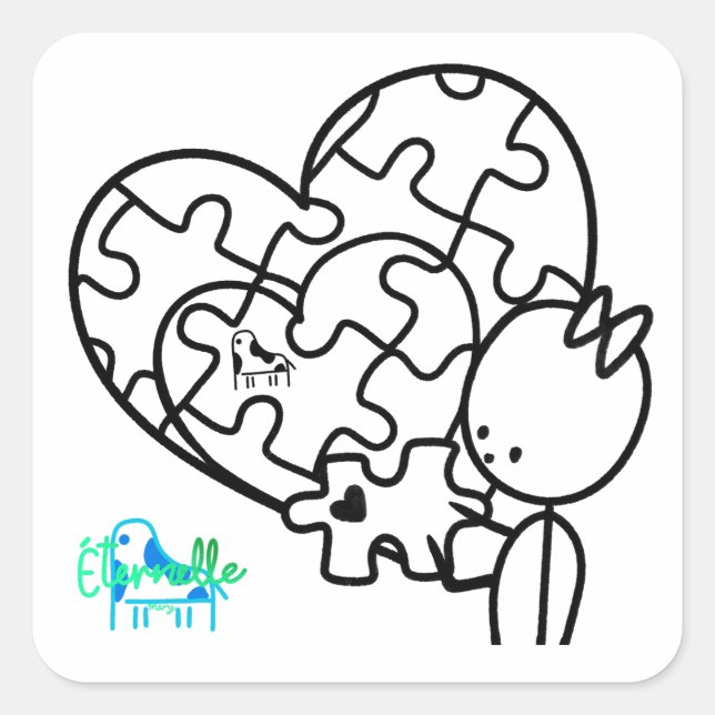 Sticker Carré Puzzle à un million de pièces (Devant)
