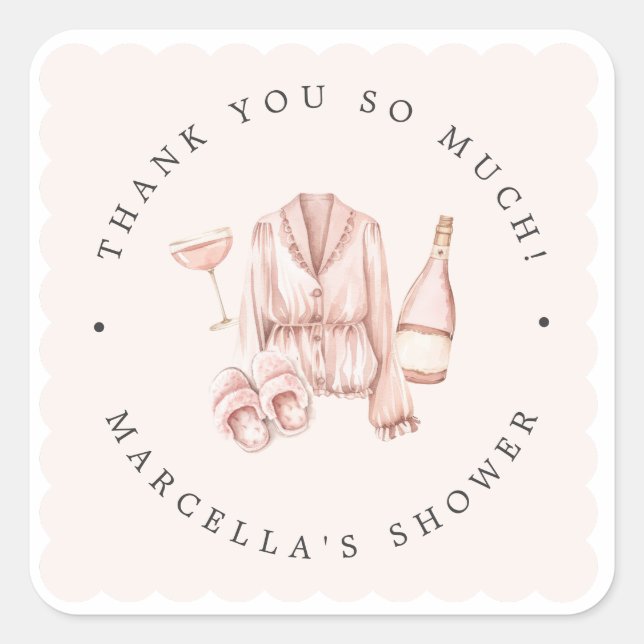 Sticker Carré Pyjamas & Procuco Fête des mariées Bachelorette (Devant)