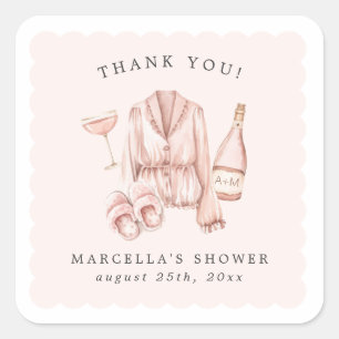 Sticker Carré Pyjamas & Procuco Fête des mariées Bachelorette