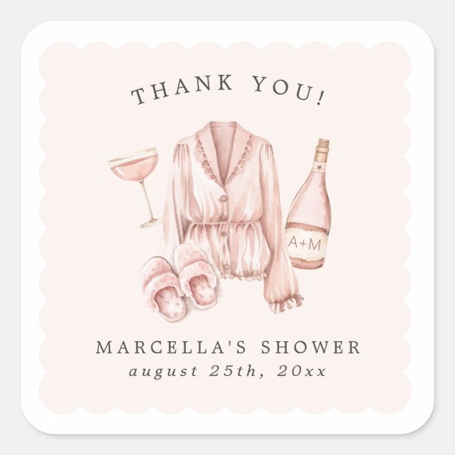 Sticker Carré Pyjamas & Procuco Fête des mariées Bachelorette (Devant)