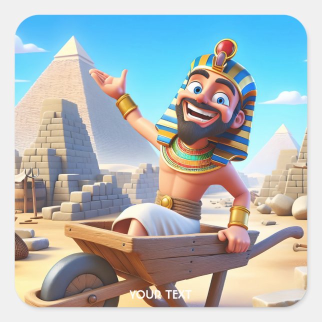 Sticker Carré Pyramides de pharaon mignons Imaginaire Égypte (Devant)