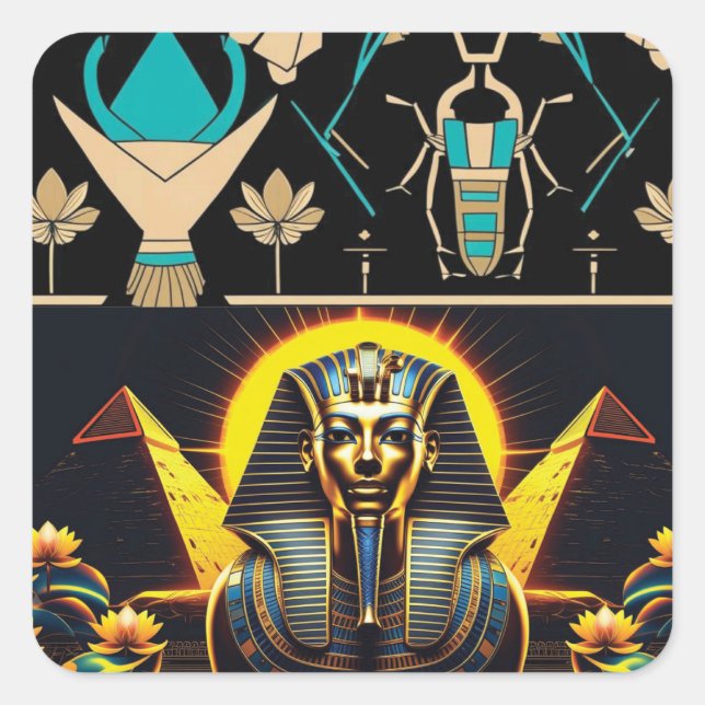 Sticker Carré Pyramides et sphinx | Ancienne Egypte esthétique (Devant)