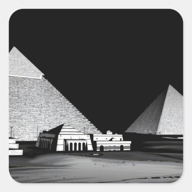 Sticker Carré Pyramides noires et blanches (Devant)