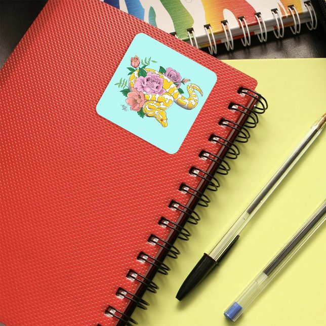 Sticker Carré Python albino (Créateur téléchargé)