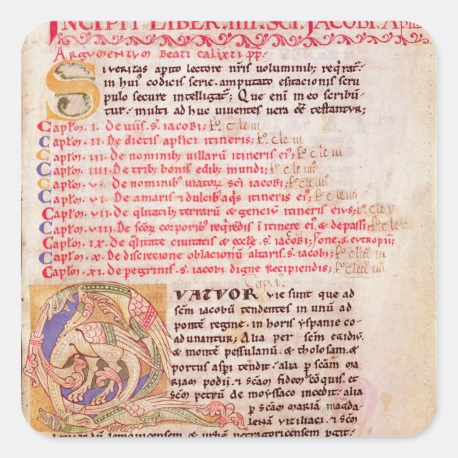 Sticker Carré 'Q' initial historique représentant trois (Devant)