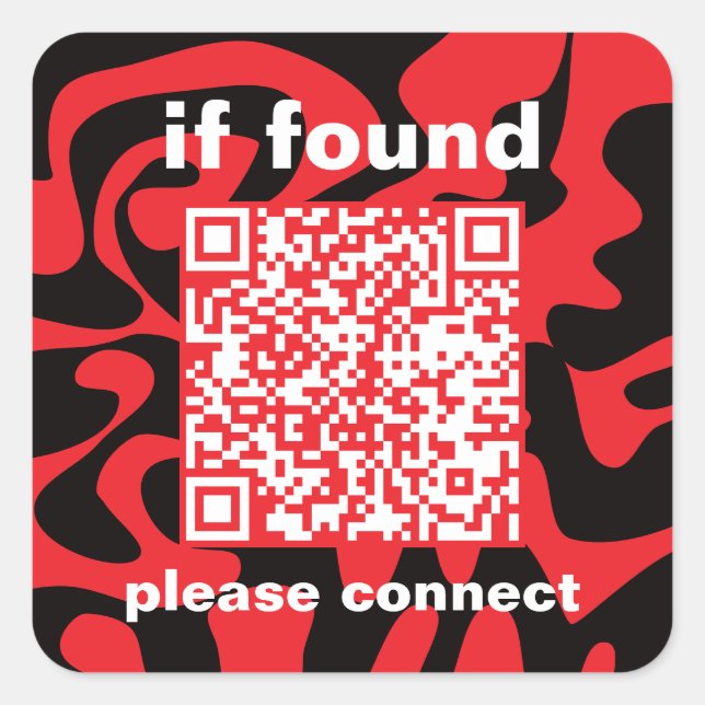 Sticker Carré QR Code Bright Cherry Red lost found (Devant)
