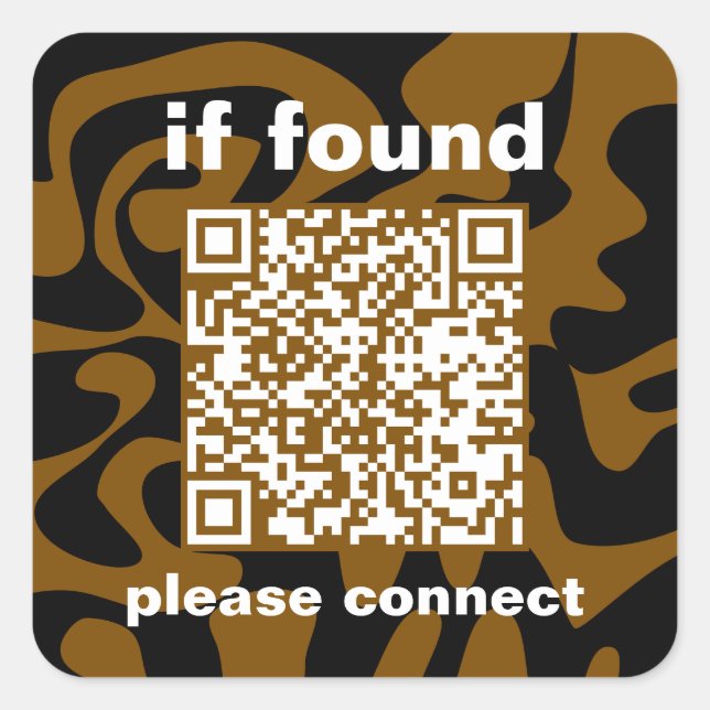 Sticker Carré QR Code brown groovy lost found (Devant)