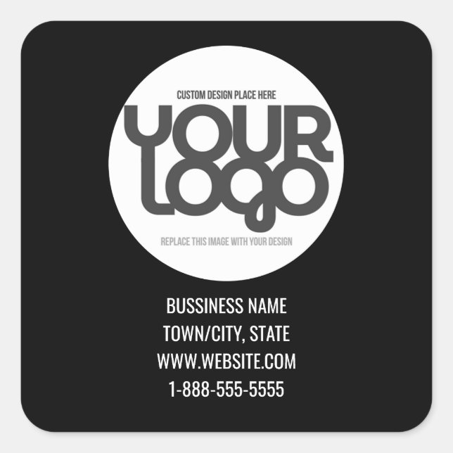 Sticker Carré QR Code Customizable Modern Black Business Card (Devant)