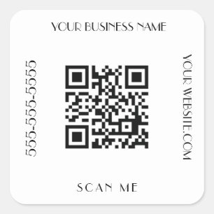 Sticker Carré QR Code Entreprise Noir Moderne Minimaliste Me Ana