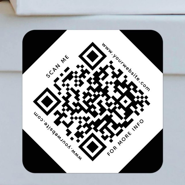 Sticker Carré QR Code Entreprise Scannable noir et blanc (Créateur téléchargé)