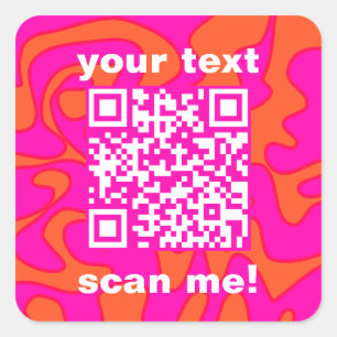 Sticker Carré QR Code Hot rose Orange brillant Moderne
