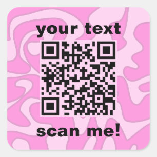 Sticker Carré QR Code Pastel rose Bubblegum mignonne Moderne