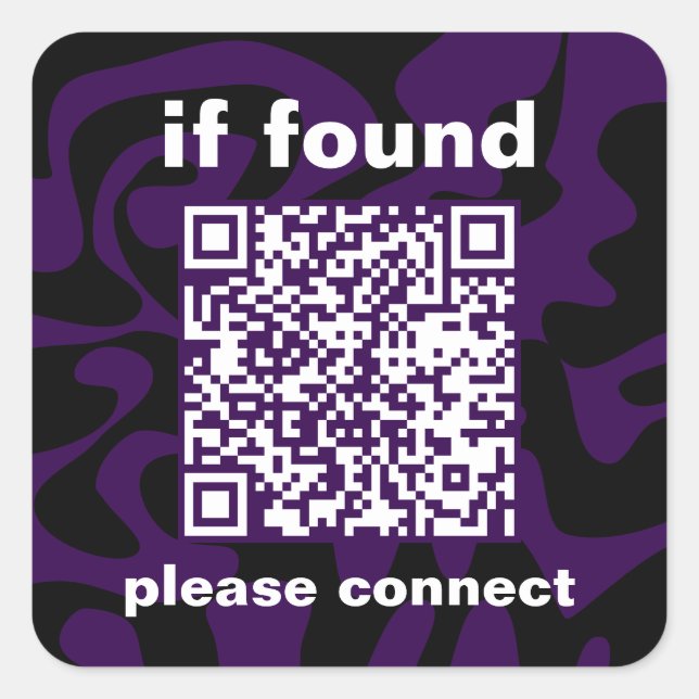 Sticker Carré QR Code purple cute lost found (Devant)