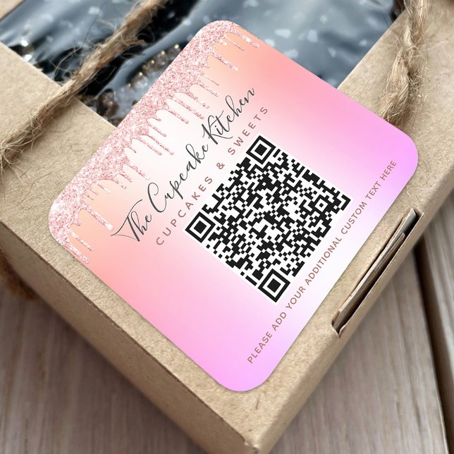 Sticker Carré QR Code Rose Parties scintillant Drivers Rainbow O (Créateur téléchargé)