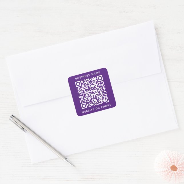 Sticker Carré QR Code Round Business (Enveloppe)
