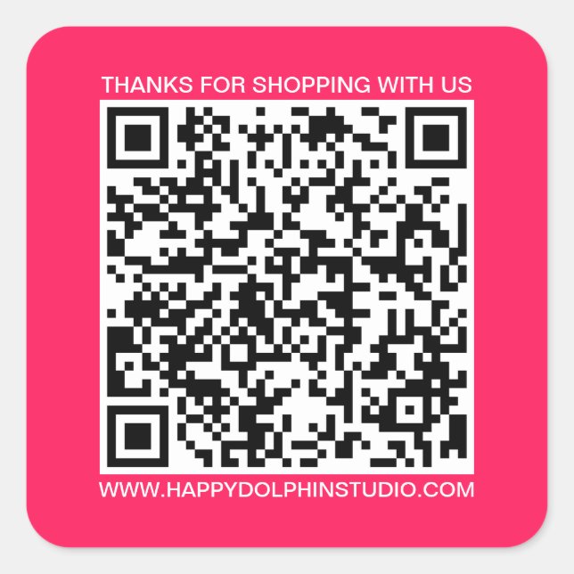 Sticker Carré QR Code Small Business Website Diva Pink (Devant)