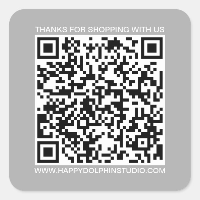Sticker Carré QR Code Small Business Website Gris (Devant)