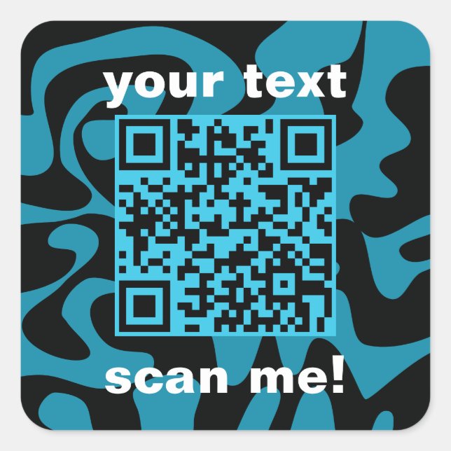 Sticker Carré QR Code Turquoise Et Noir Lumineux Moderne (Devant)