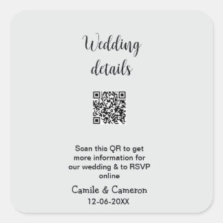 Sticker Carré QR MARIAGE WEBSITE ajouter la date de photoname no