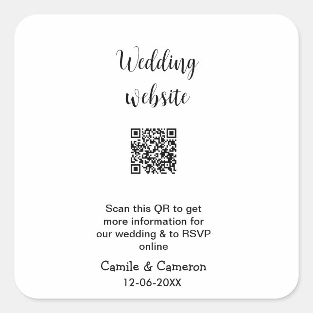 Sticker Carré QR MARIAGE WEBSITE ajouter la date de photoname no (Devant)