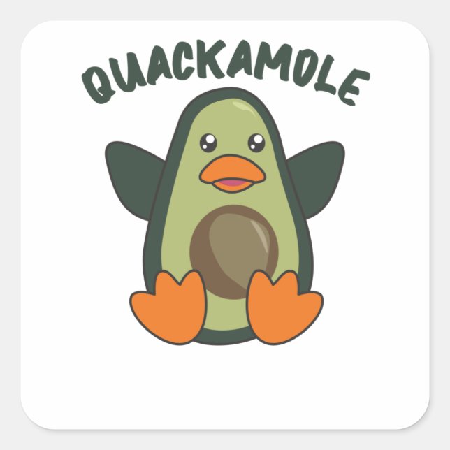 Sticker Carré Quackamole Sweet Avocado Canard Pun Avocados (Devant)