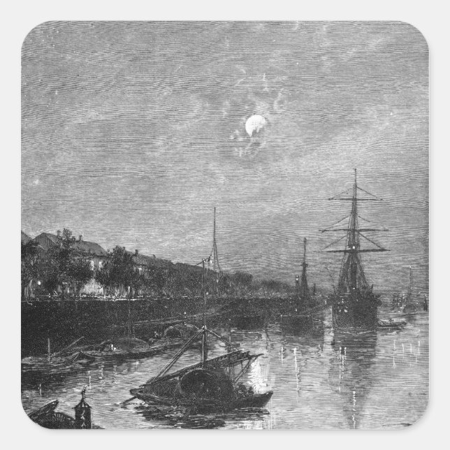 Sticker Carré Quai à Hankou, 1893 (Devant)