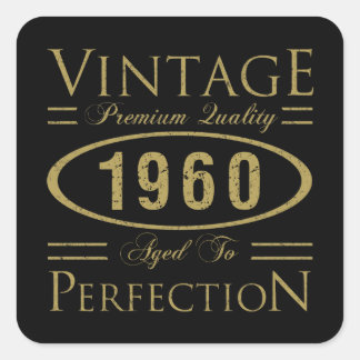 Sticker Carré Qualité Premium vintage 1960 60e anniversaire