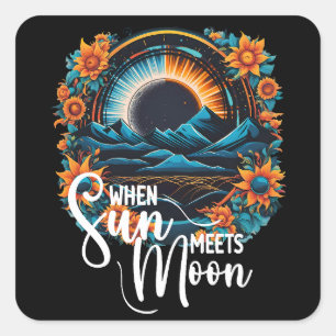 Sticker Carré Quand le soleil rencontre la lune, Eclipse 2024