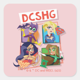 Sticker Carré Quartet Filles DC Super Hero