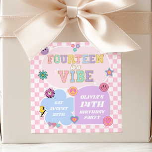 Sticker Carré Quatorze A Vibe Preppy Patch 14e fête d'anniversai