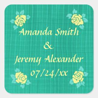 Sticker Carré Quatre Roses Jaunes Vert Turquoise Plaid Enregistr