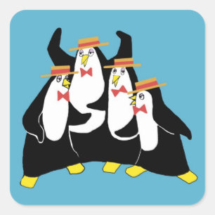 Sticker Carré Quatuor Penguin