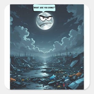 Sticker Carré Que Faites-Vous ? - Si La Lune Pouvait Parler Stic